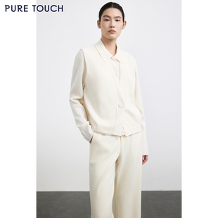绵羊毛针织开衫 商场同款 25冬新款 TOUCH女装 马甲一粒扣毛背心 PURE