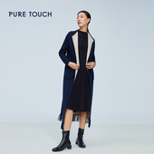 pure 撞色拼接羊毛大衣外套女中长宽松显瘦 新款 touch商场同款 春季