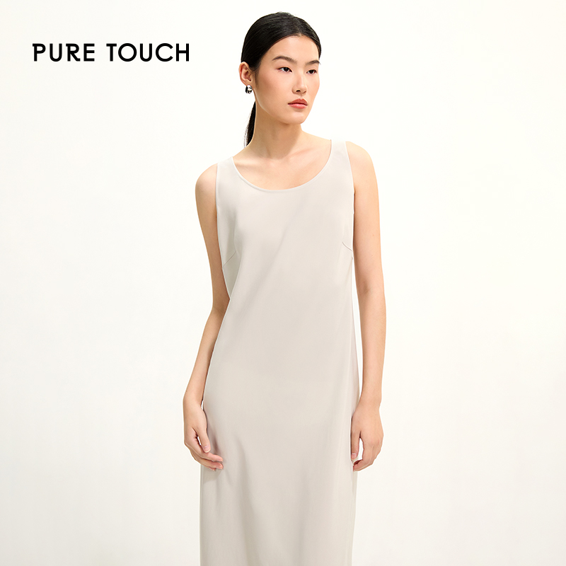 pure touch女士春夏西装内搭吊带背心连衣裙女宽松无袖长裙三醋纤