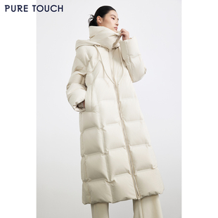 25秋冬白鸭绒羽绒服长款 TOUCH女装 可拆卸帽加厚外套 PURE 商场同款