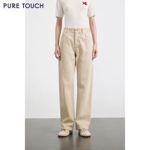 复古休闲水洗牛仔长裤 PURE 高腰直筒牛仔裤 25秋冬新款 TOUCH女装