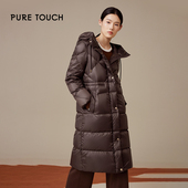 pure 外套新 百搭冬季 touch女士中长款 羽绒服白鸭绒保暖果棕色修身
