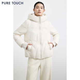 25秋冬连帽鹅绒服短款 TOUCH女装 宽松白鹅绒羽绒服 PURE 商场同款
