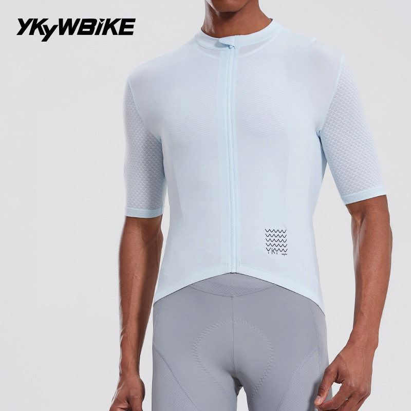 YKYWBIKE短袖骑行服男夏季公路车山地车上衣白色单车服自行车装备