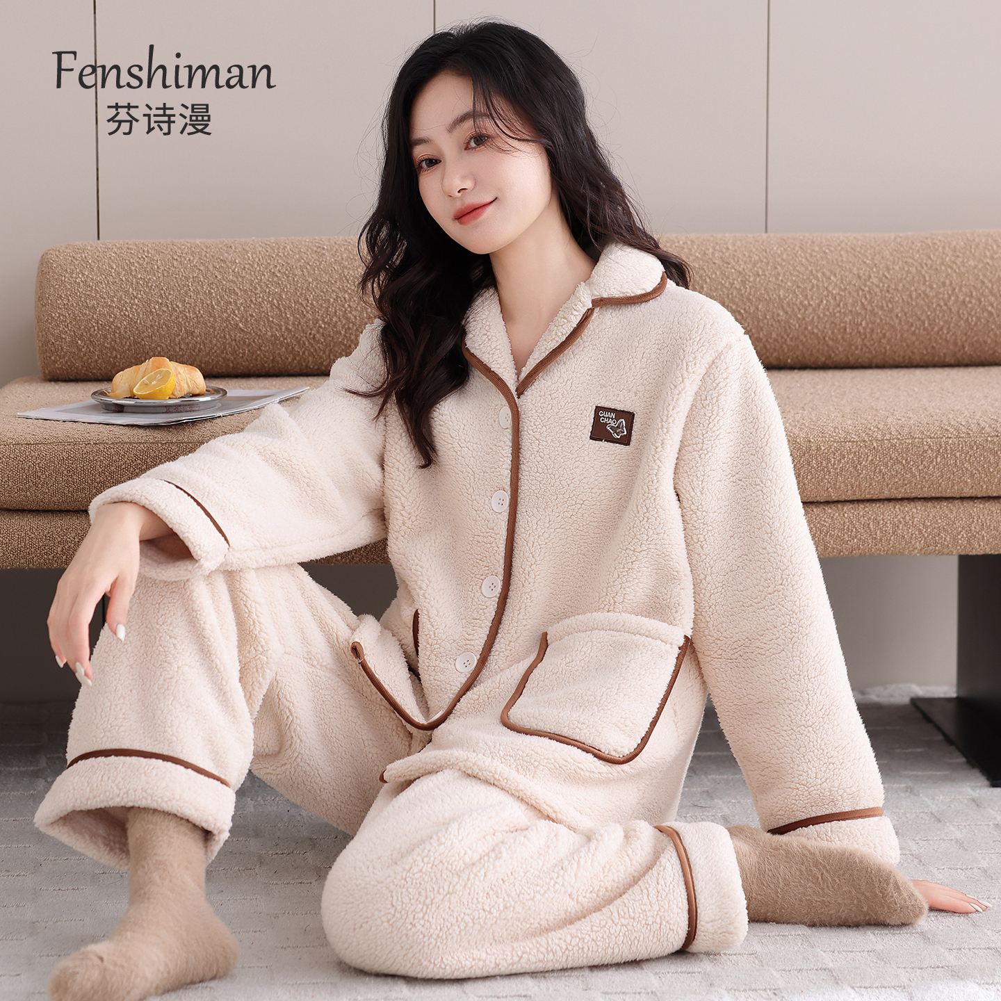 【超温暖】睡衣女士秋冬羊羔绒