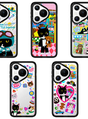 CASEJiAK Lin黑猫牛牛奶牛猫华为Pura80 Pro手机壳适用于Pura80 Ultra防摔pura70 Pro+磁吸手机壳透明保护套
