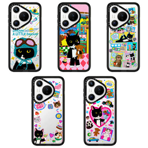 CASEJiAK Lin黑猫牛牛奶牛猫华为Pura80 Pro手机壳适用于Pura80 Ultra防摔pura70 Pro+磁吸手机壳透明保护套