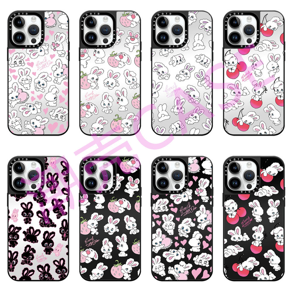 CASEOOTD爱心顽皮小白兔子适用于苹果17Pro Max磁吸iPhone17/16/15/14 plus13 12pro max手机壳镜面11保护套