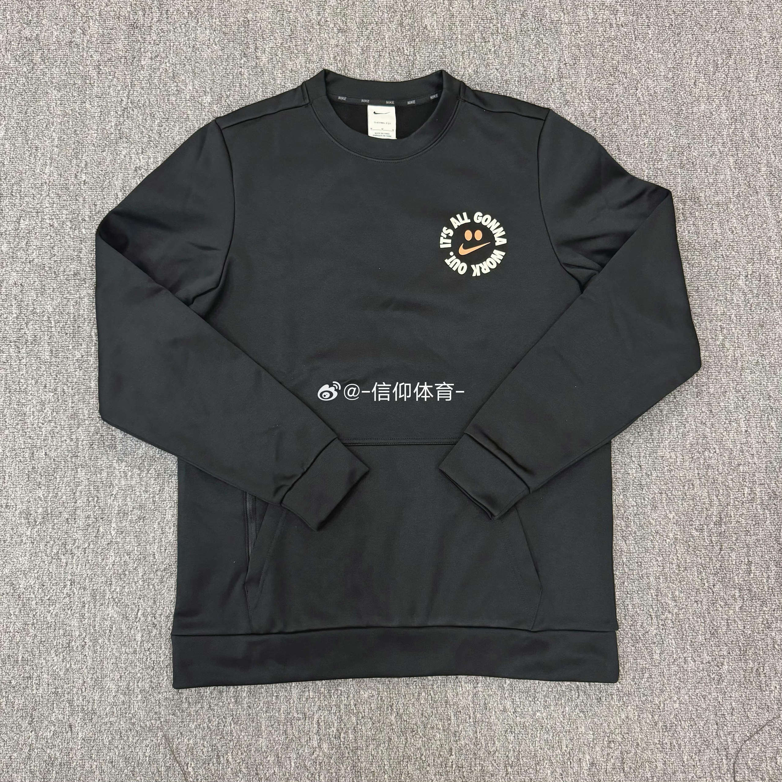 Nike耐克男子圆领笑脸运动休闲长袖套头衫薄绒保暖卫衣FD4808-010