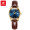 Brown leather gold case blue face women's watch