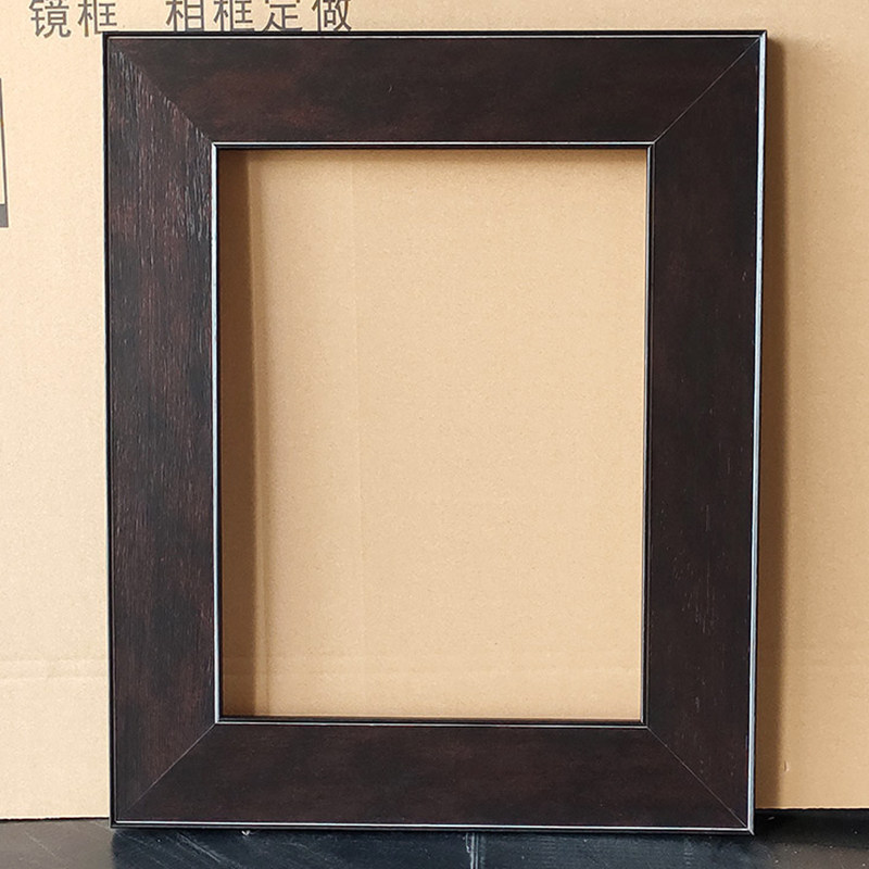 纯实木 油画参展用画框 棕色中式画框 白木 风景人物油画装裱相框图片