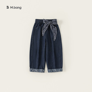 邦选湖州织里童装女童长裤拼接时尚儿童牛仔裤春季潮流女孩子裤子