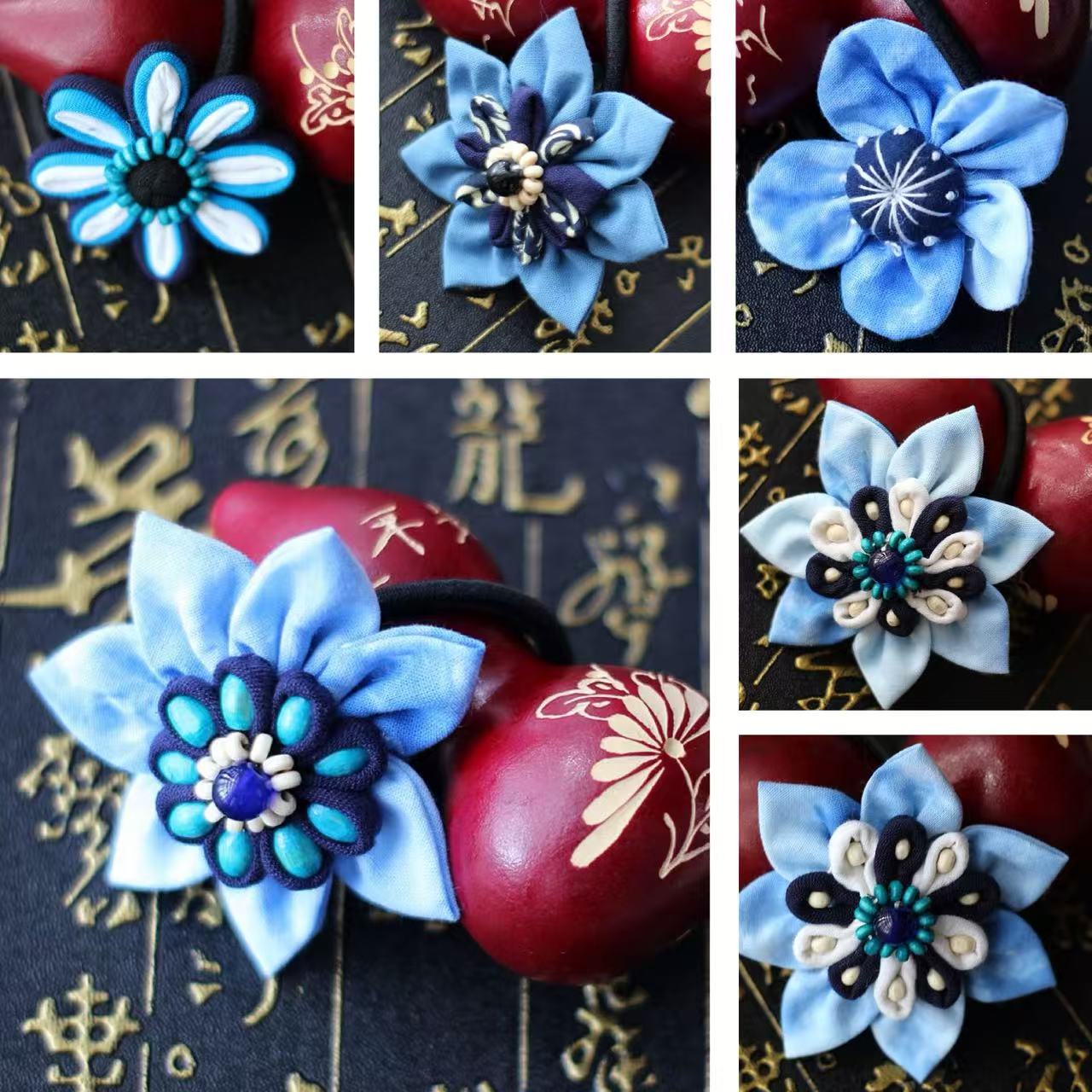 云南大理手工扎染发圈