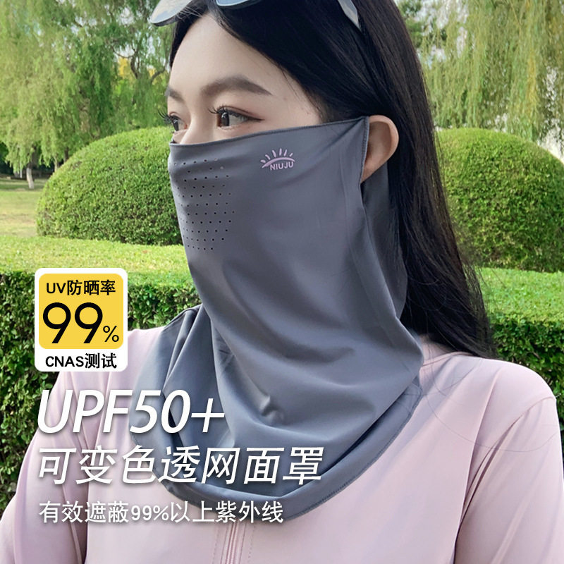 防晒冰丝面罩遮全脸防紫外线口罩开车电动车护颈夏季骑行女脸罩