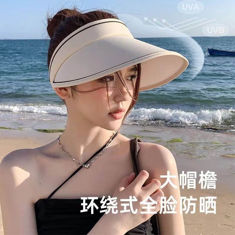 防紫外线空顶遮阳大帽檐防晒帽