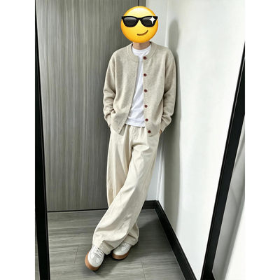 美式圆领慵懒风开衫毛衣男款秋季人夫感穿搭针织衫高级感痞帅外套