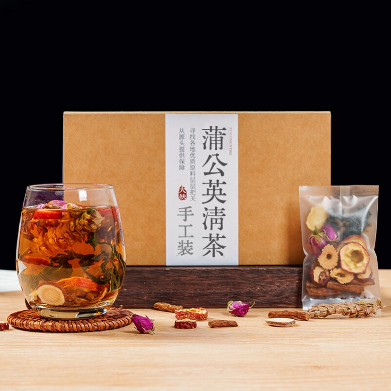 蒲公英散结茶夏枯草玫瑰官方根消除肺甲状腺乳腺结节养生组合花茶
