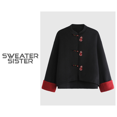 毛衣姐姐【金玉福禄】新中式国风呢子小葫芦外套上衣女579-7793