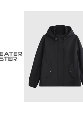 毛衣姐姐 极简风冲锋衣户外连帽工装夹克外套女515-02152