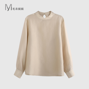 61530 衬衣女579 轻奢老钱风立领衬衫 高级感时髦长袖