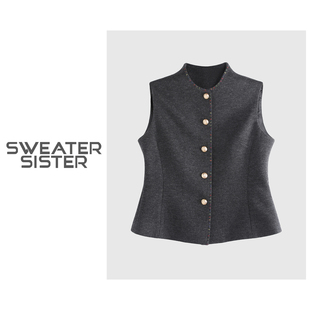 毛衣姐姐 5538 优雅老钱风毛呢小马甲圆领小香风马甲外套女209