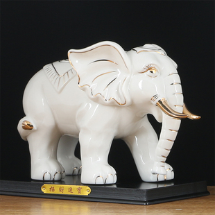 陶瓷吸水吸财大象摆件吉祥物一对招财镇宅白瓷器象摆设大小工艺品
