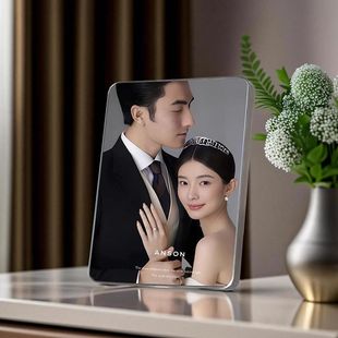 照片定制简约水晶摆台写真桌面框婚纱照精致实木有机玻璃相框情侣