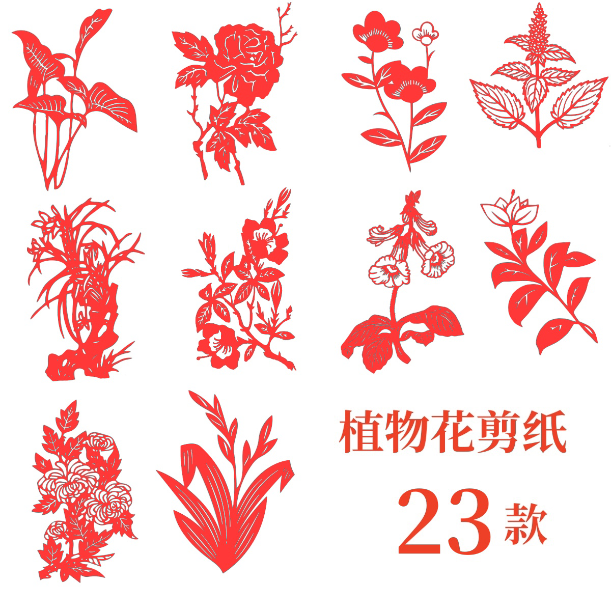 植物花草剪纸成品手工剪纸学生校园环创装饰中国风
