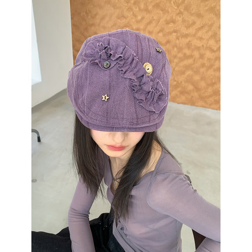 超cool甜飒~莫奈紫鸭舌帽