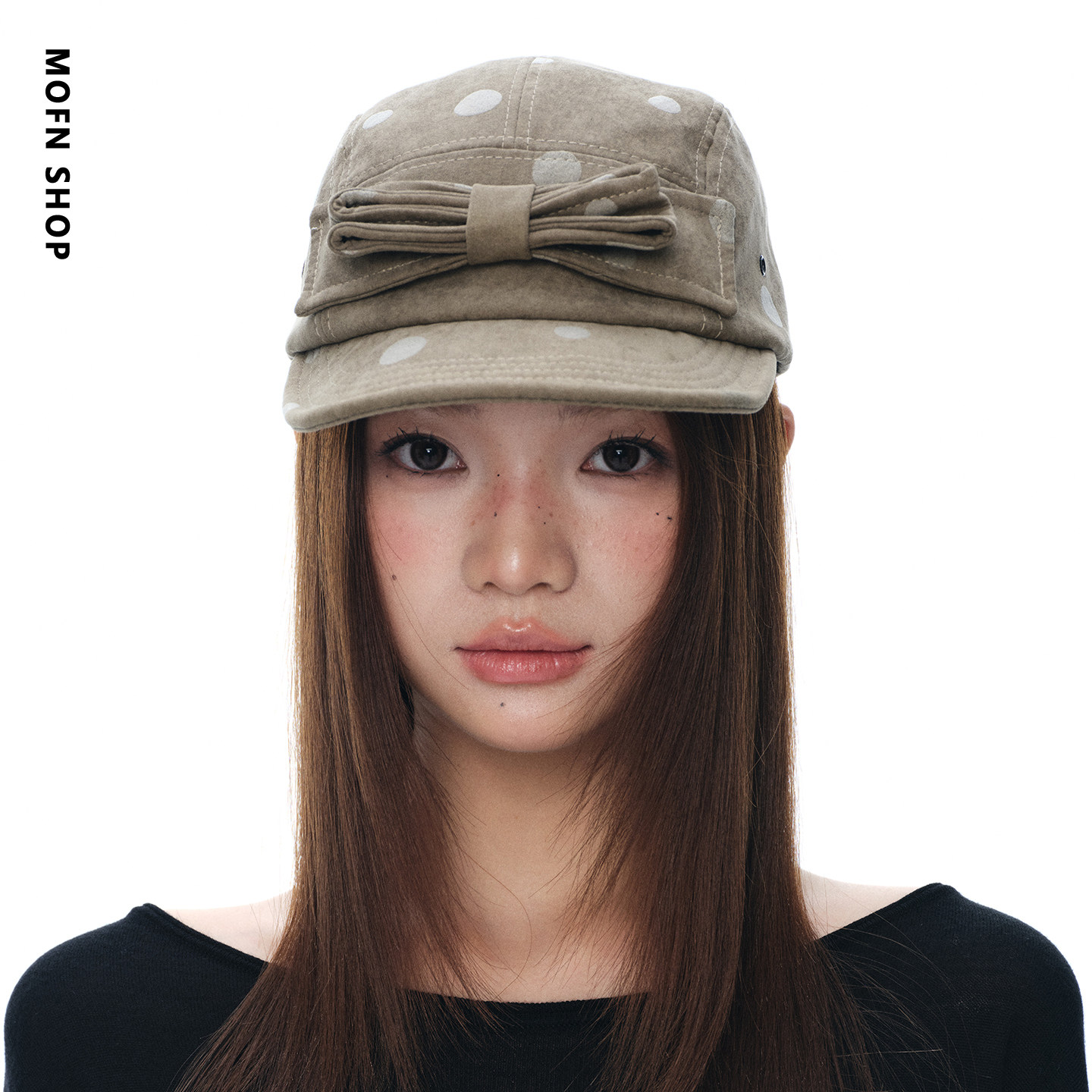 日本客订版！波点蝴蝶结鸭舌帽女秋季时髦文艺百搭显脸小棒球帽子