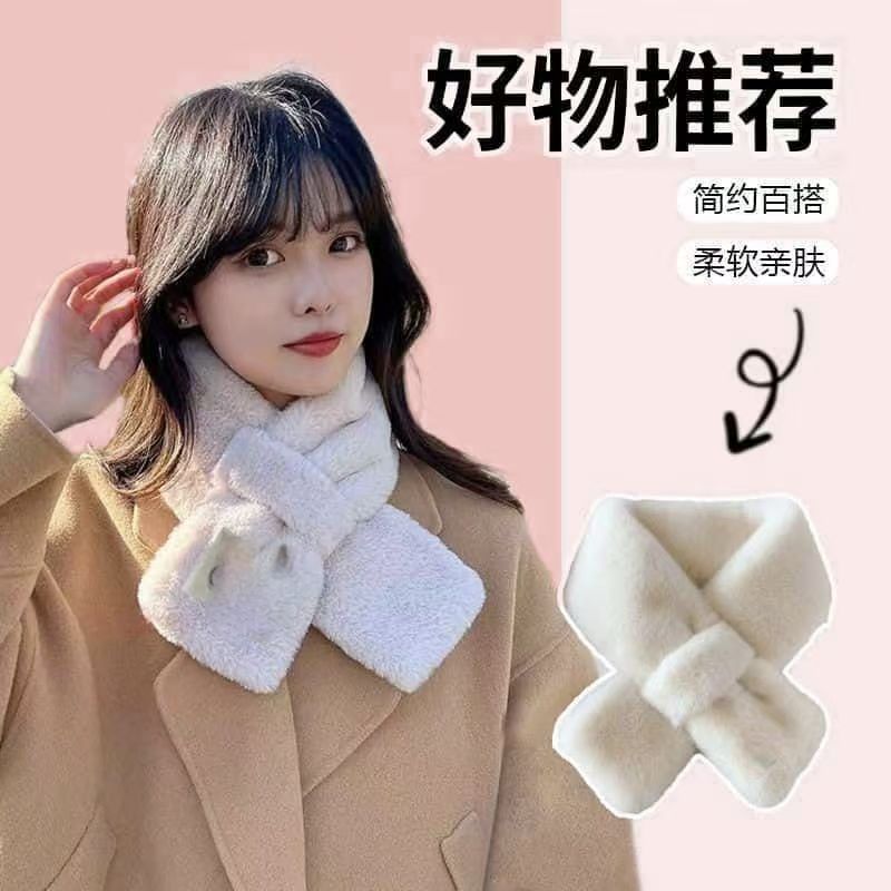 加厚韩版毛围巾女秋冬季仿皮草围脖保暖脖套高中生百搭毛绒围巾
