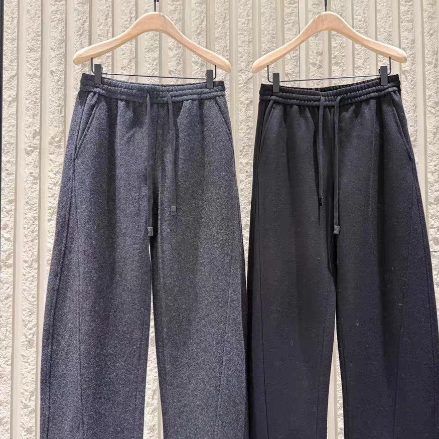 正品卫裤2025冬绵羊毛毛呢弯刀裤