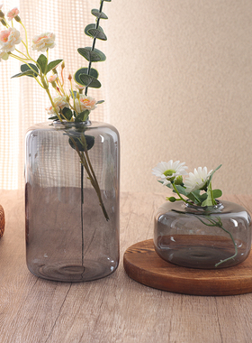 创意ins彩色玻璃花瓶特色香薰瓶子桌面摆件家居装饰个性水培花器