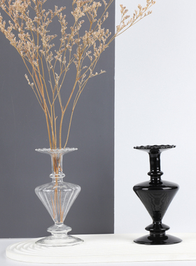 网红ins风玻璃花瓶 北欧轻奢客厅桌面玻璃水培干花插花器装饰摆件