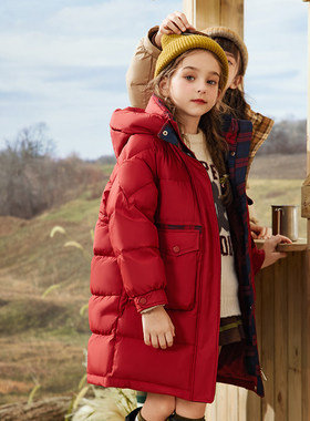 英国next ttat儿童羽绒服2024冬季洋气女童中长款加厚女大童外套