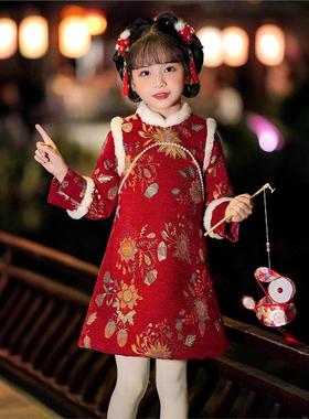 英国next ttat女童唐装拜年服儿童过年冬装旗袍新年衣服国风裙子