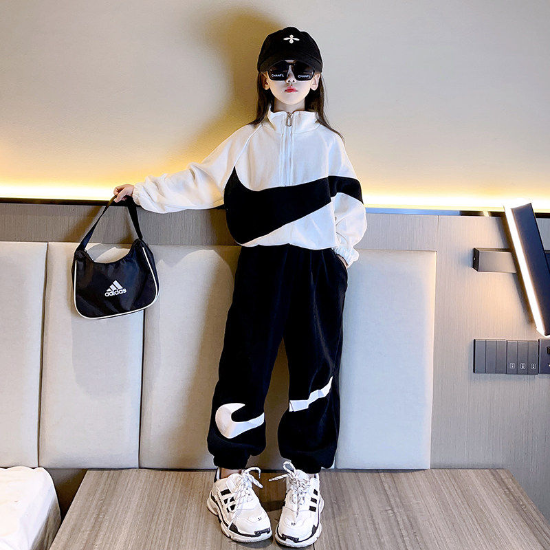 韩国Uamtor女童套装春秋新款儿童卫衣洋气纯棉大童运动时髦两件套