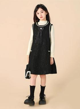 英国next ttat女童毛衣连衣裙秋冬儿童背心裙小香风洋气公主裙子