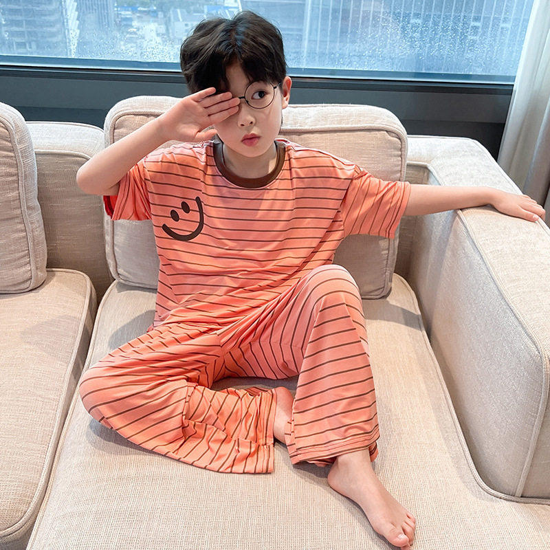 韩国CRESRY童装潮牌男童夏装睡衣家居服夏季薄款男孩中大童套装