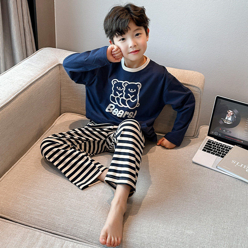 韩国CRESRY童装潮牌男童春装睡衣2025新款儿童春款长袖春季家居服