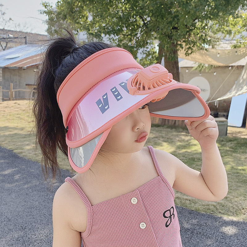 英国Next kiss儿童防晒帽男童女孩夏季带风扇防紫外线大帽檐帽子