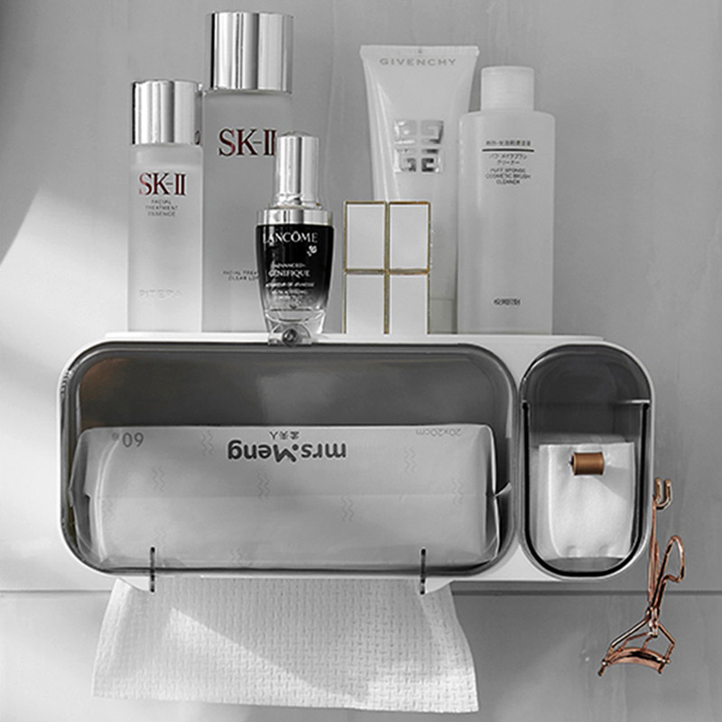 洗脸巾收纳盒壁挂式家用化妆室一次性化妆棉置物架厕所纸巾卷筒盒