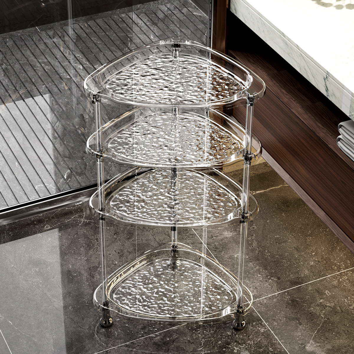 卫生间三角置物架浴室墙角淋浴间收纳架落地多层储物架厕所转角架