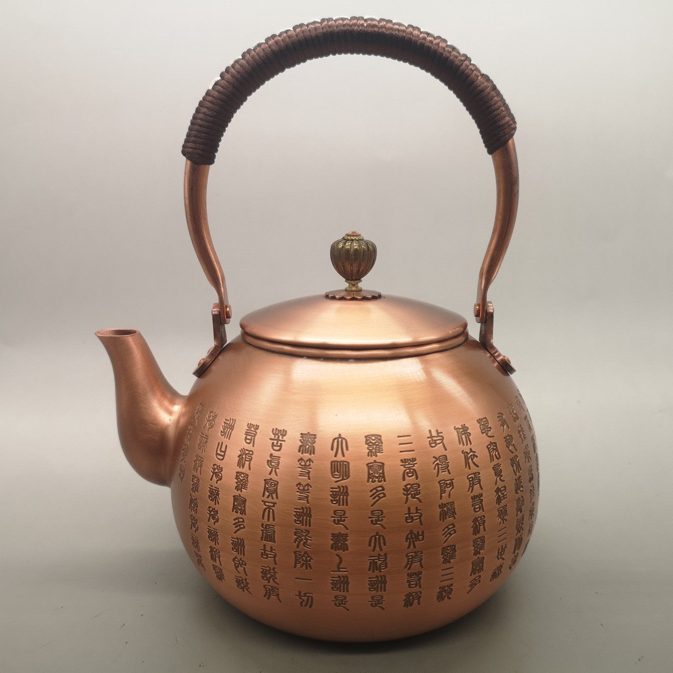 日本二手回流高岗铜器 纯手工打造红铜茶道茶壶酒壶 古董古玩收藏