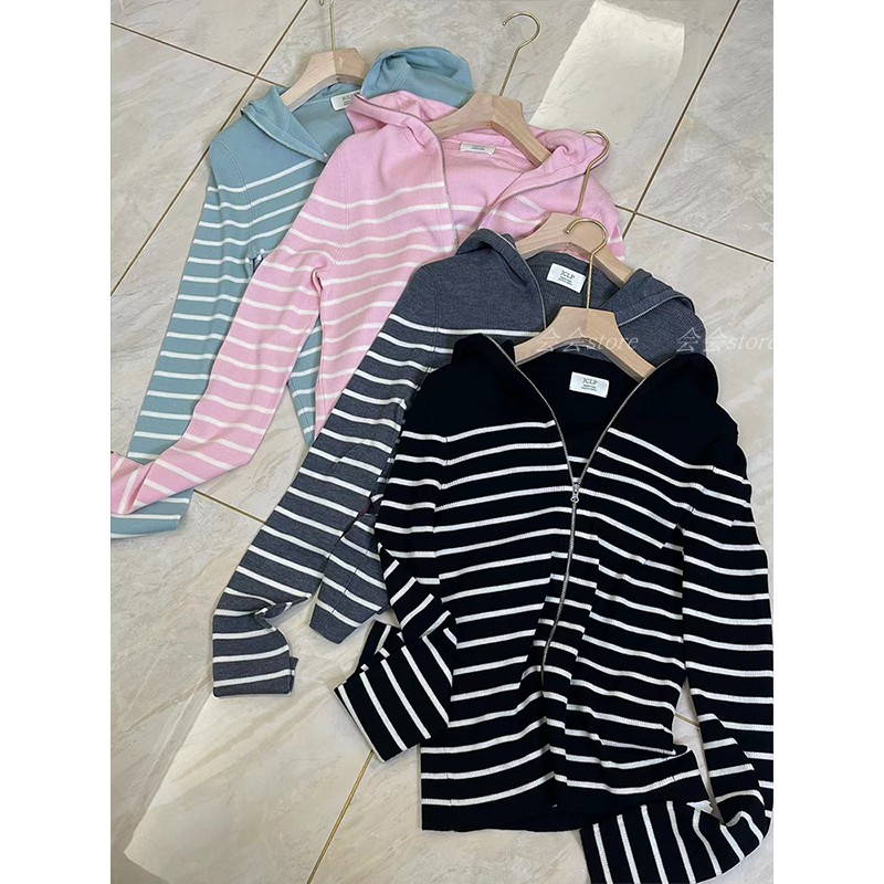 美丽奴羊毛连帽开衫拉链针织