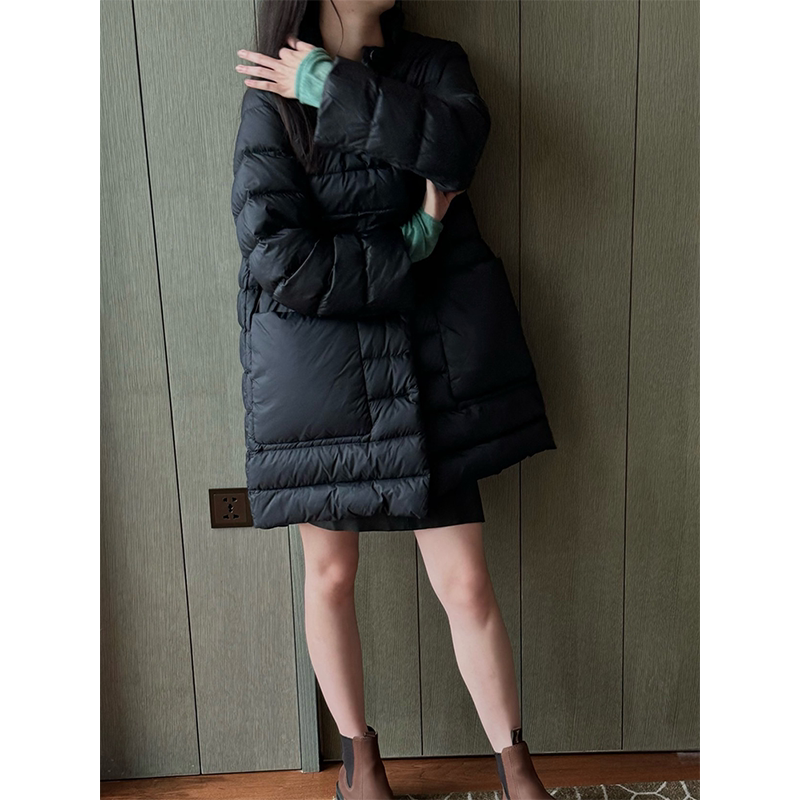 经典简约中长款白鹅绒羽绒服