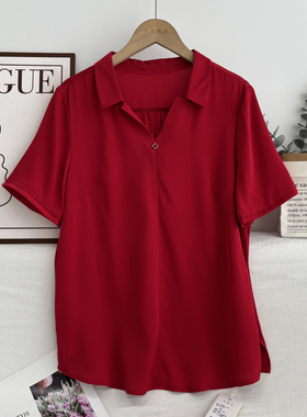 桑蚕丝 夏装女 V小翻领短袖真丝双乔 杭州丝绸上衣10F4/85126