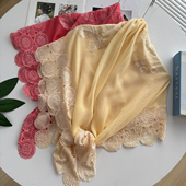 百搭真丝围巾丝巾女2A3 手工钉珠包头巾 重工刺绣精致时尚 002020