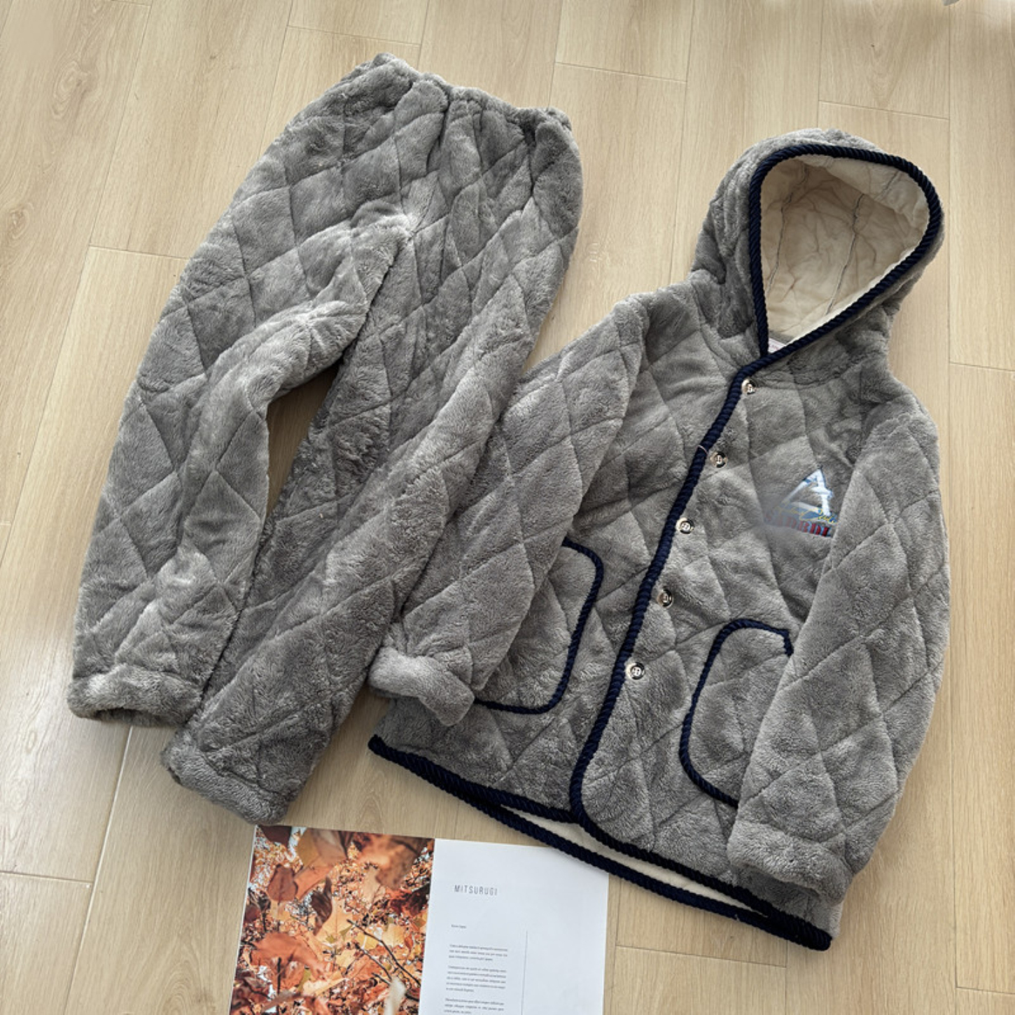 秋冬新款三层夹棉加厚保暖连帽居家套装可外穿32B3/001230