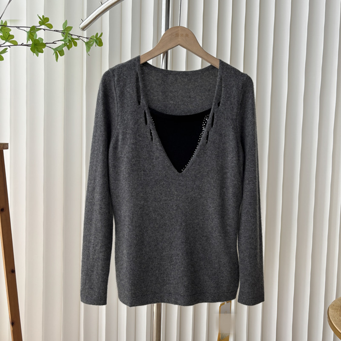 秋冬新款钉珠拼接简约百搭抬头针织毛衣6G3/000870